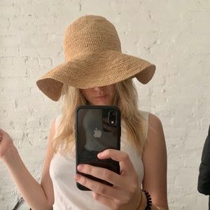 TNA Aritzia Golden floppy straw hat